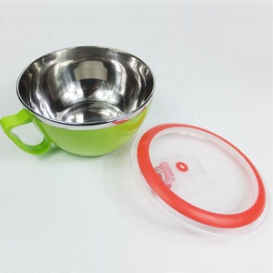 Snack Bowl Noodle Pot Soup Bowl Stainless Steel LeakProof Food Storage Container with Handle and Lid Bento Lunch Box <strong>Ramen</strong> - Product Image 4