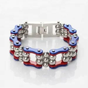 OUMI 316L de acero inoxidable joyería de los hombres de moda Cool pesada amplia pulsera de cadena de bicicleta de la pulsera