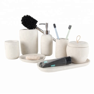 2024 prodotti di tendenza moderni <span class=keywords><strong>set</strong></span> di <span class=keywords><strong>accessori</strong></span> da <span class=keywords><strong>bagno</strong></span> in resina dal Design personalizzato con effetto pietra sabbia per <span class=keywords><strong>accessori</strong></span> da <span class=keywords><strong>bagno</strong></span> - Product Image 6