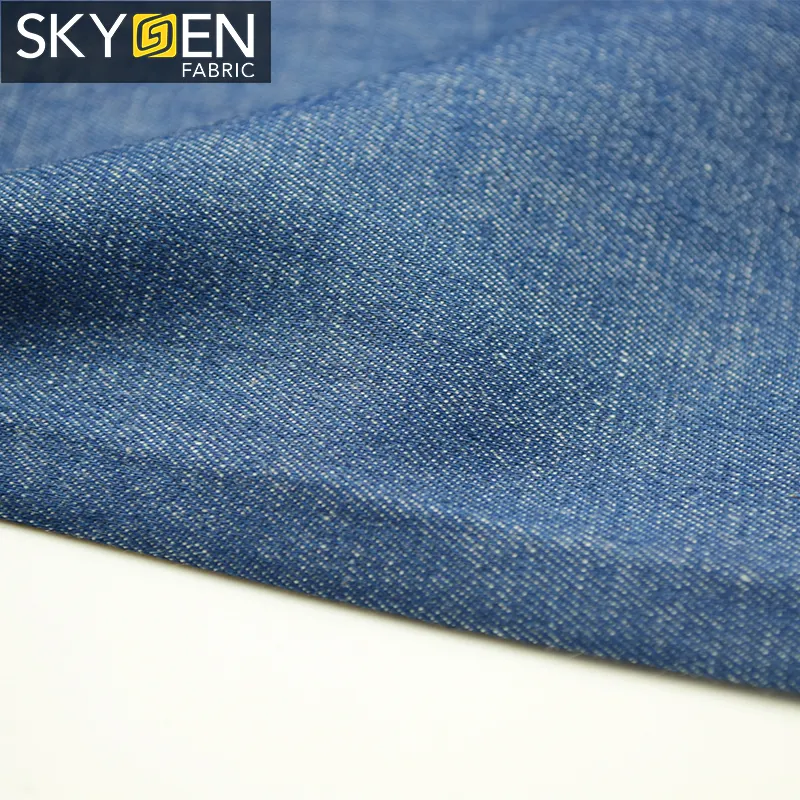 Skygen China supplier 97% cotton 3% spandex japanese indonesia stretch denim shirt fabric for men women