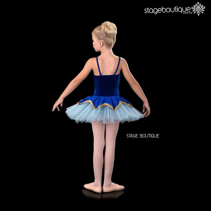 Nueva llegada petalo azul real terciopelo Giselle Ballet traje de la danza Alibaba