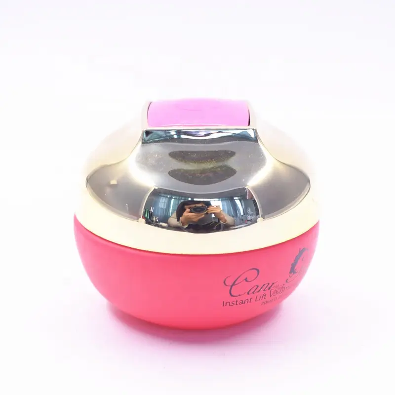 Fancy Oval 30g Pink Glass Jar with gold screw lid for instant lifting cream and mask from China factory