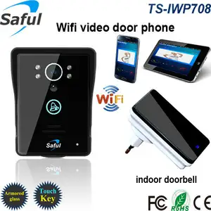 Hot sale RJ45 tecla sensível ao toque à prova de chuva TS-IWP708 APP sem fio wifi telefone video da porta com função de detecção de movimento & desbloqueio