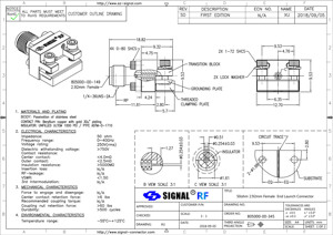 40 GHz, 2.92mmK Femminile Connettore A Microonde, Morsetto/Saldatura Captive Contatto Allegato Avvio Terminale SU PCB, fine rimovibile Lancio