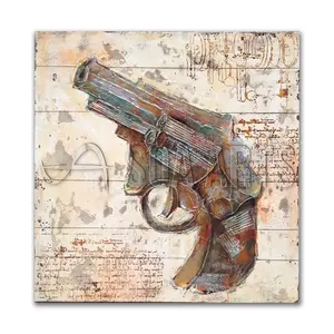 Vintage 3D Gun Cool Canvas Wall Art voor Decor