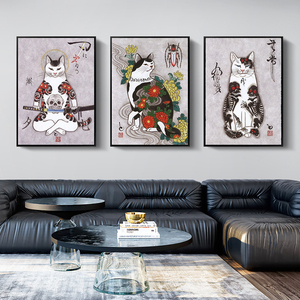 DIY Japonais Motif Tatouages <span class=keywords><strong>Patron</strong></span> Chat Diamant <span class=keywords><strong>Toile</strong></span> Mur Art - Product Image 1