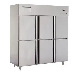 Congelador vertical de 6 puertas para restaurante comercial, congelador de cocina vertical comercial