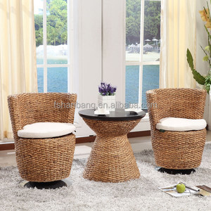 2016 nuevo diseño moderno rattan jacinto de agua tienda de café de madera mesas y sillas colocadas - Product Image 6