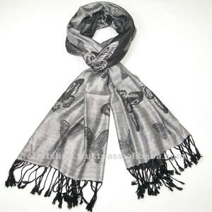 Butterfly Pattern Silk Scarf Long Reversible Women's Scarf All Seasons Daily Wear - Product Image 1