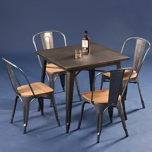 廉价钢老式工业复古咖啡店餐厅活动桌椅
