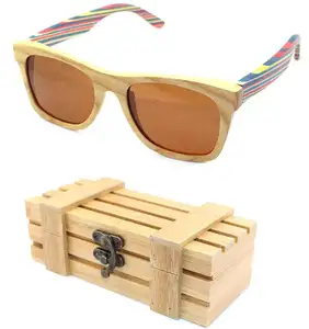 UV400 Logo Personalizzato di Buona Qualità Occhiali Da Sole Polarizzati Occhiali Da Sole di Legno Arcobaleno gambe in legno italia occhiali di design