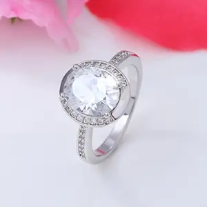 Perfect Round CZ Diamond Cut Russian Lab 18K White Gold Plated Engagement Ring Size 6 7 Or 8