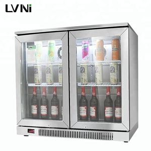 LVNI <span class=keywords><strong>Venta</strong></span> caliente 230L acero inoxidable <span class=keywords><strong>2</strong></span> puerta de cristal bar drink beer botella refrigerador para <span class=keywords><strong>el</strong></span> club - Product Image 1