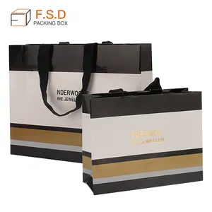 Fsd Recyclebaar Luxe Stijl Aangepaste Papier Pakket Tas Gift Papieren Zak Met Uw Eigen Logo