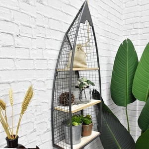 Mensole da Parete <span class=keywords><strong>Vintage</strong></span> Cinesi a Forma di Barca, Arredamento Industriale in Metallo, Scaffale Galleggiante in Ferro - Product Image 4