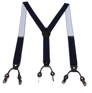 Bretelles en cuir véritable pour hommes réglables élastiques de qualité supérieure avec 6 pinces en métal <span class=keywords><strong>35mm</strong></span> bretelles de garçon d'honneur en forme de Y - Product Image 1