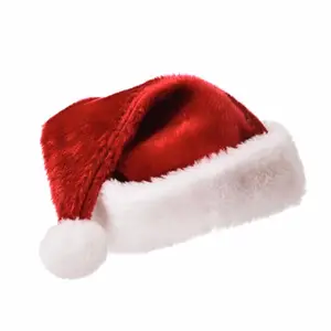 Özel yüksek kalite peluş çocuklar yetişkin keçe örme promosyon kırmızı ve beyaz peluş dev santa hediyeler yetişkinler için giysi şapka