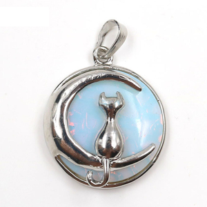 Liontin Batu Alam Bentuk Bulan Sabit Grosir dengan Lapisan Perak CAT Chakra Healing Reiki untuk Pembuatan Perhiasan - Product Image 3