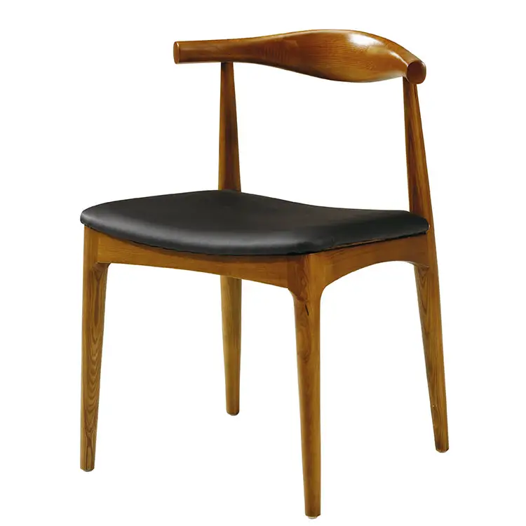 Американский Стул из твердой древесины, скандинавский стул для отдыха с подушкой из ПУ, деревянный обеденный стул с низкой спинкой для ресторана