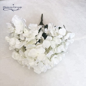Artificial 5 cabezas hydrangea bouquet marfil hortensias seda flores - Product Image 1