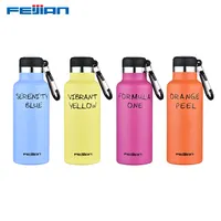 FEIJIAN-termo de agua de acero inoxidable, botella de vacío con mosquetón, sin BPA, para deportes al aire libre y senderismo, 500ml
