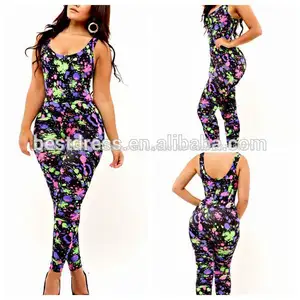 2014 caliente venta al por mayor deimpresión floral vendaje bodycon las mujeres mono