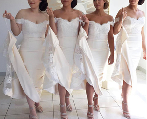 <span class=keywords><strong>Robe</strong></span> de Demoiselle d'Honneur Sirène en Dentelle Grande Taille à Épaules Dénudées et Col en V <span class=keywords><strong>pour</strong></span> <span class=keywords><strong>Cocktail</strong></span> et Soirée MBA350 - Vente Flash - Product Image 4
