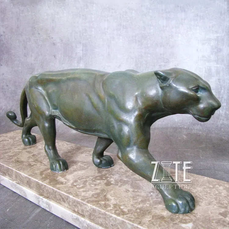 Venta caliente al aire libre pequeño animal estatua de bronce Pantera escultura