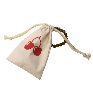 Custom Small Cotton Muslin Drawstring Bag Pouch With Logo