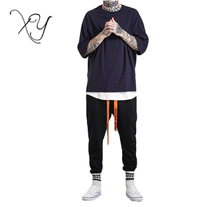 2018 Nouveau hommes Casual Demi Manches Surdimensionnés T-Shirt Solod Couleur Personnalisé Hip Hop T Shirt Hommes - Product Image 2