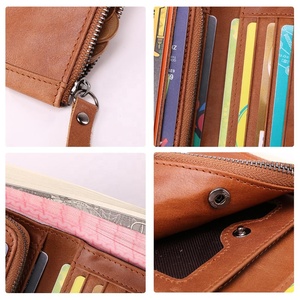 Portafoglio da <span class=keywords><strong>uomo</strong></span> in vera pelle con cerniera Vintage RFID di nuovo Design con finestra trasparente di breve durata - Product Image 6