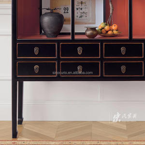 Muebles antiguos chinos, estantes de madera antigua, estantería lacada para libros - Product Image 5