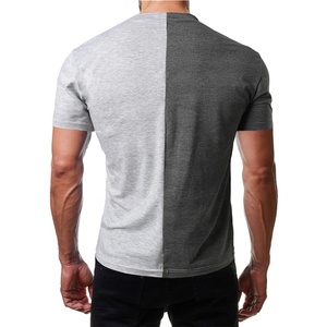 Camiseta de algodón para hombre, camisa con estampado de logotipo personalizado liso, bloque de dos tonos, media negra y blanca, verano 2022 - Product Image 3