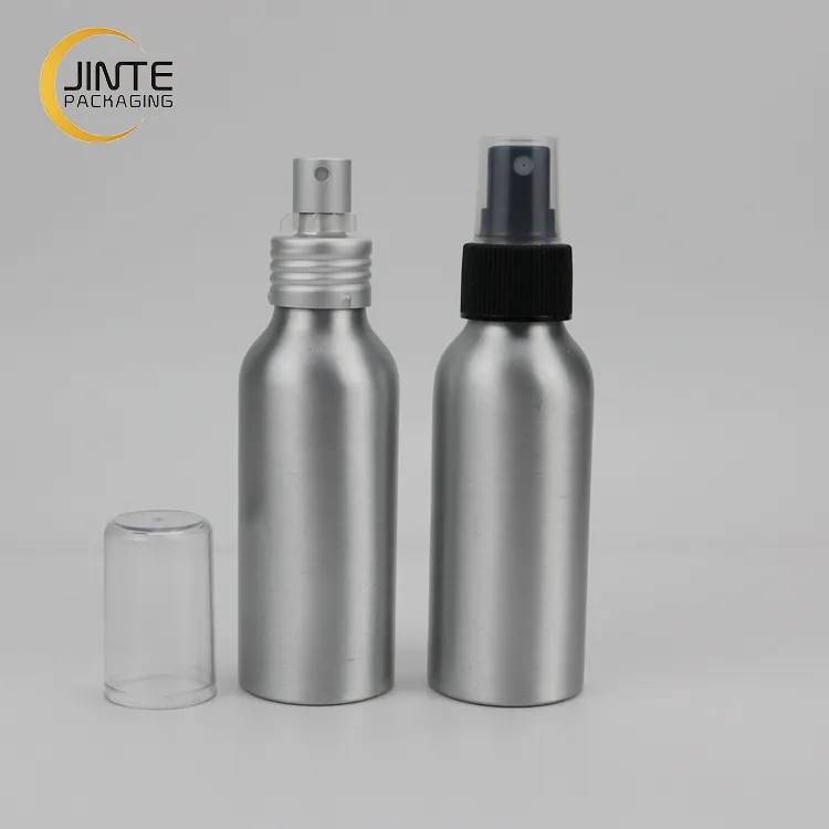 Metal Packaging Silver 100ml Aluminum Bottle with Sprayer for Perfume