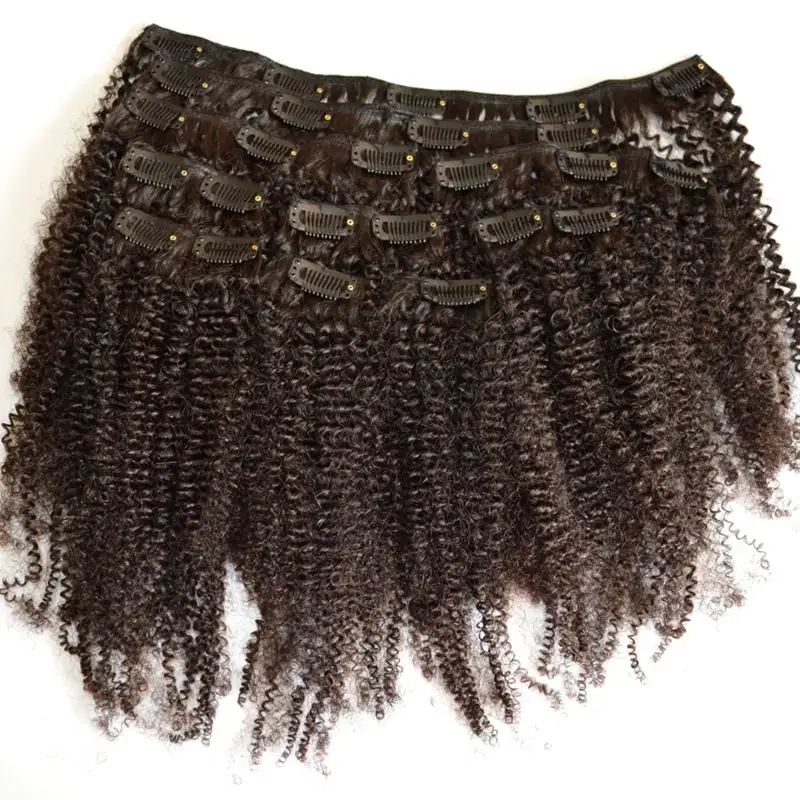 Mongola Dei Capelli Del Virgin African American afro crespo dei capelli ricci clip in estensioni dei capelli umani natural black clip ins