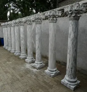 Columna de mármol romana de color blanco de gran tamaño para Decoración