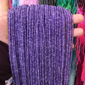 Perles d'améthyste à facettes rondes, perles de pierres précieuses violettes en gros