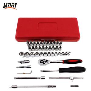 46 Pcs 1/4-Inch Chrome Vanadium Universal Wrench <strong>Socket</strong> <strong>Set</strong> Adjustable <strong>Socket</strong> Gear Wrench <strong>Set</strong> for Bicycle <strong>Torque</strong> Pedal - Product Image 1