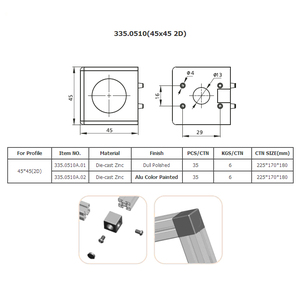 335.0510 alüminyum profil aksesuarları 45*45 <span class=keywords><strong>2</strong></span> yollu köşe kübik konnektör kutusu ortak profil 2D konektörü - Product Image 4