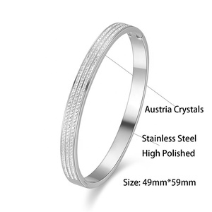 Gelang Stainless Steel Kristal Putih Wanita, Desain Terbaru
