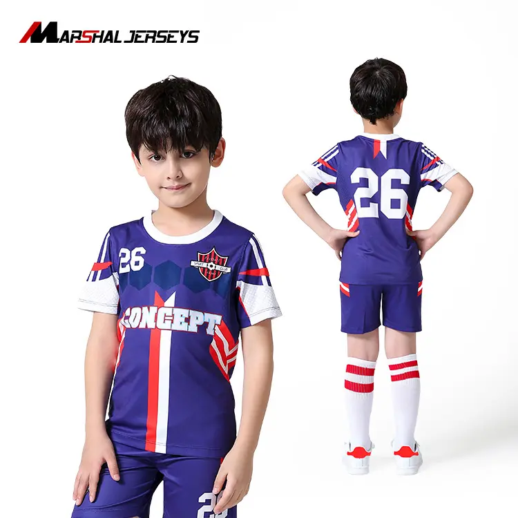 OEM service Custom soccer uniforms for kid New style football jersey 100% polyester soccer shorts