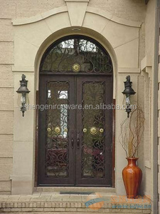 Square Header Exterior Steel <strong>Rustic</strong> Wrought Iron <strong>Doors</strong> Wrought Iron <strong>Door</strong> - Product Image 2