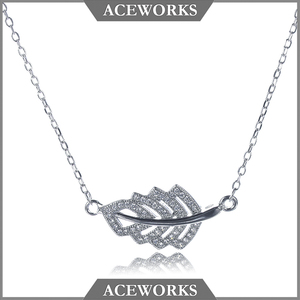 2018 moda joyería de plata esterlina 925 pluma hoja árbol collares - Product Image 3