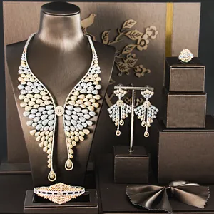 Conjunto de joyas de zirconia cúbica joyería de la boda india conjunto de joyas