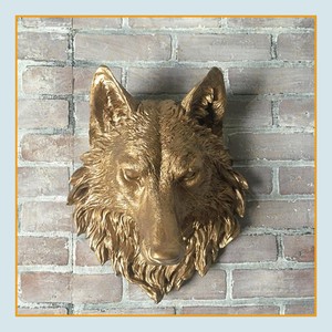 Statua Classica in Metallo di Animale, Decorazione per la Casa, Scultura a Grandezza Naturale di Testa di Lupo in Bronzo in Vendita - Product Image 2