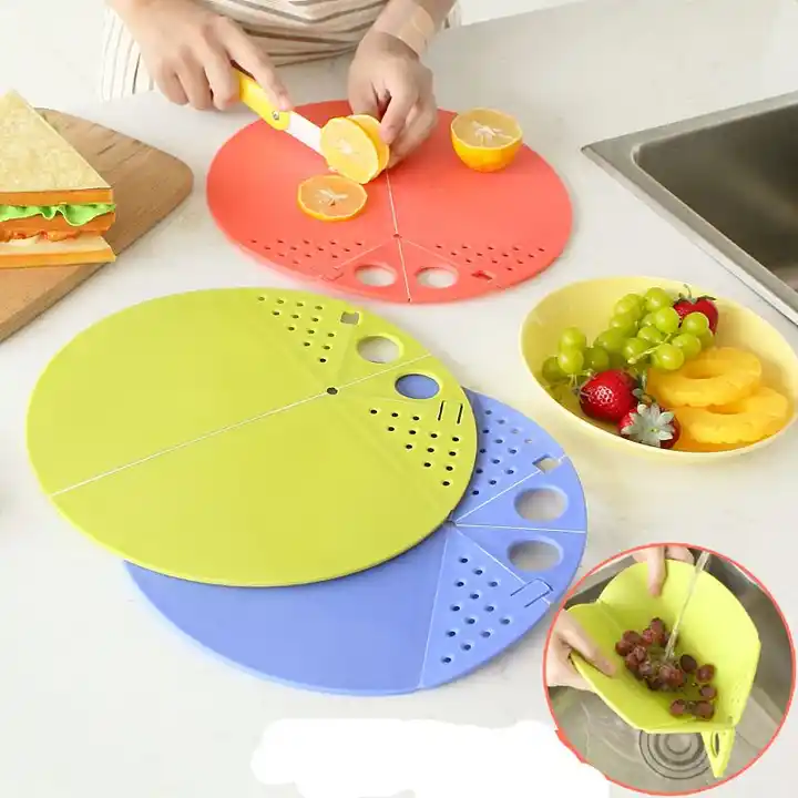 Vegetable Cutters Pad, Plastic Cutting Chopping Board, Collapsible Cutting  Board, Silicone Chopping