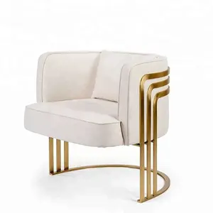 Moderner Design weißer Samt Akzent Stuhl mit Gold Edelstahl rahmen ausgefallene Sessel für Wohnzimmer Hotel Clubs Cafe Shop