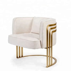 Sedia di accento in velluto bianco dal design moderno con struttura in acciaio inossidabile dorato poltrone fantasia per soggiorno hotel club cafe shop - Product Image 2