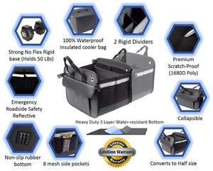 Organisateur pliable de coffre de voiture à compartiments multiples Portable avec refroidisseur - Product Image 3