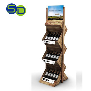 MDF ไม้จริงชั้นยืนแสดงสำหรับการโฆษณาเครื่องดื่มไวน์ Standee จุดขายแสดง - Product Image 4